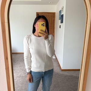 LOFT Cream Knit Button Cotton Sweater Size XS